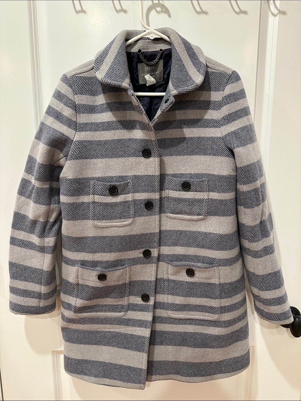 J. Crew Navy Stadium Cloth Jacket with Gold Chain - Picture 6 of 6